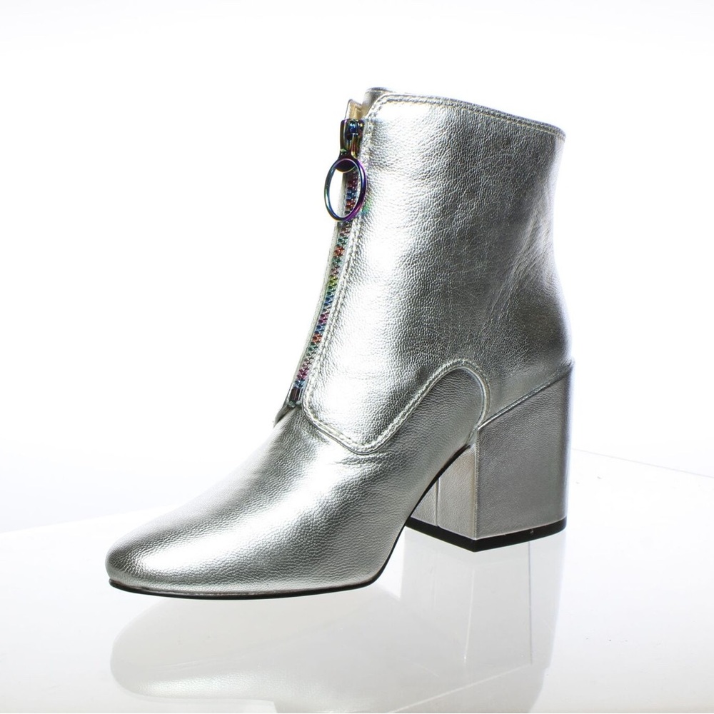 NWOB Katy Perry The Justine Silver Ankle Boots - Picture 2 of 7